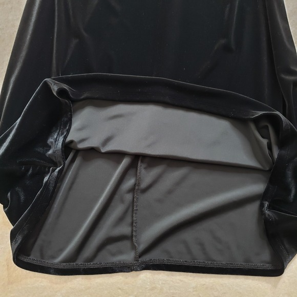 J Jill Black Velvet Cowl Neck Midi Dress Sz M 3/4 Sleeve Elegant Evening Stretch - Picture 8 of 15